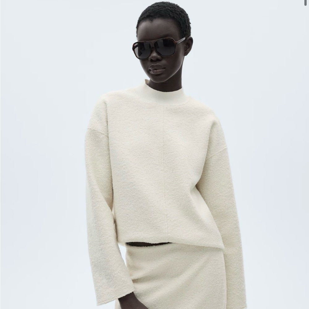 Mango Cream Boucle Crew Neck Sweater (NWT)